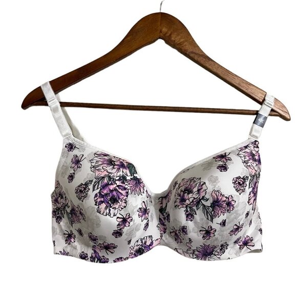 Torrid Womes NWT White Floral Full-Coverage Balconette Lightly Lined Bra 44F - Picture 2 of 8